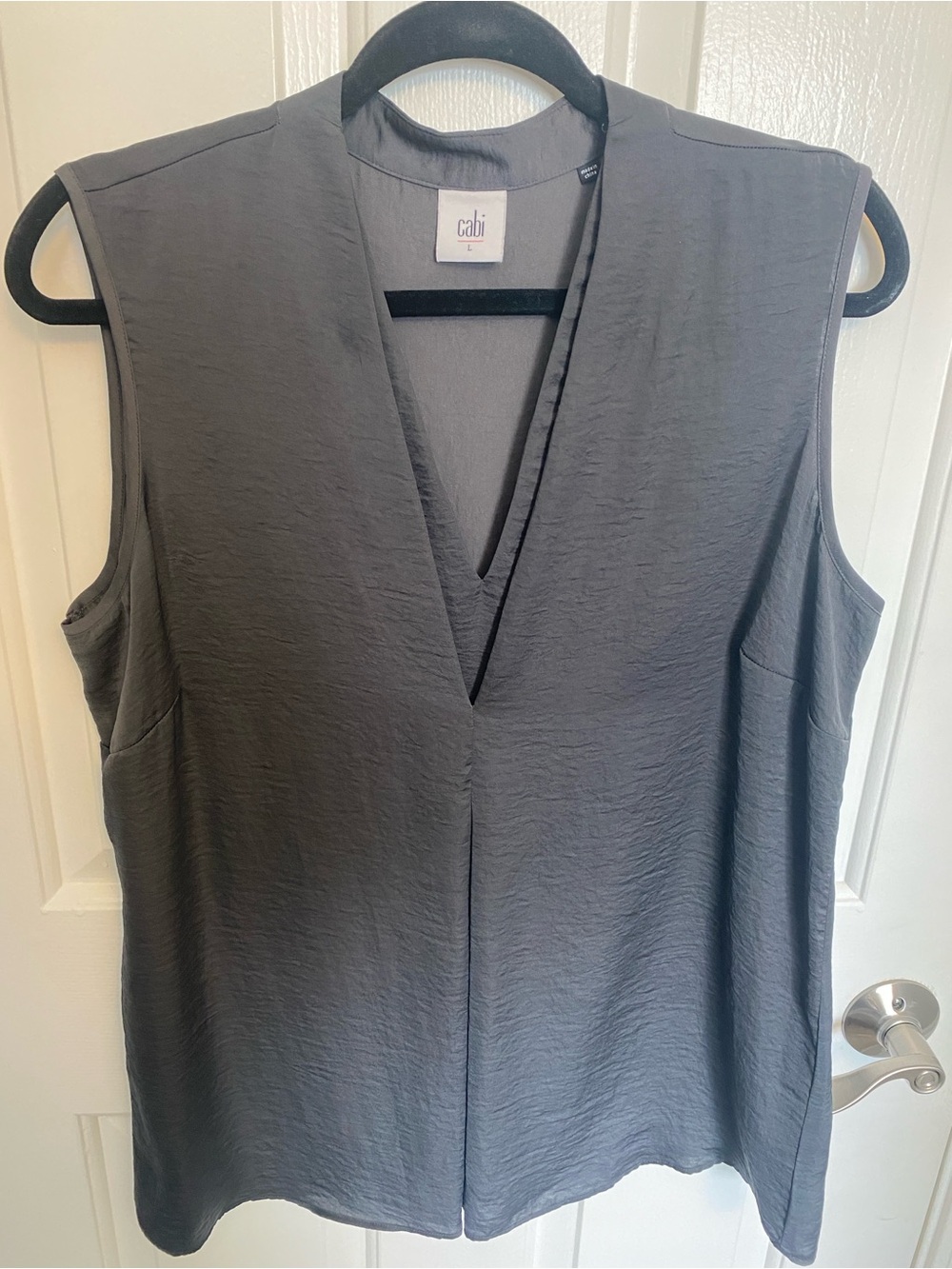 CAbi Charcoal V-Neck Sleeveless Shell Top